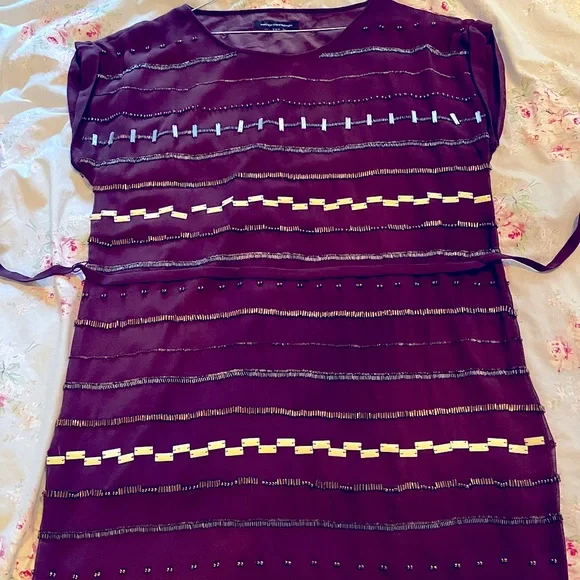 French Connection | Dresses | Dark Purple Heavily Beaded French Connection  Dress | Poshmark